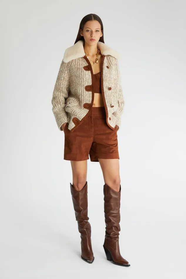 Women Tops and Shirts Ermanno Scervino Designer Suede Bustier Top 8211 Ermanno Scervino Brown