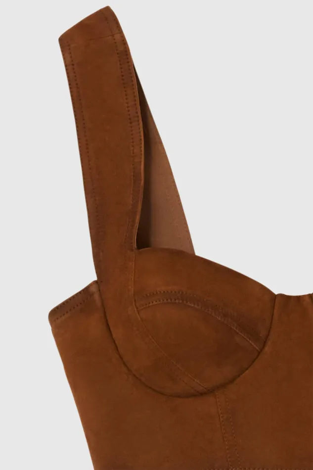Women Tops and Shirts Ermanno Scervino Designer Suede Bustier Top 8211 Ermanno Scervino Brown