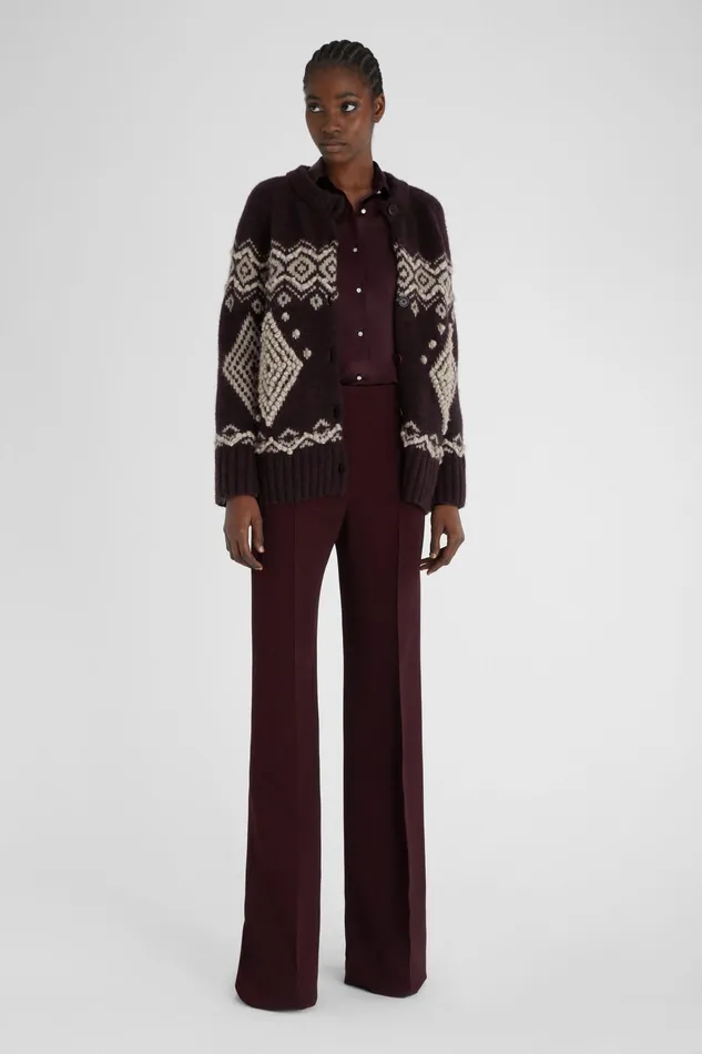 Women Tops and Shirts Ermanno Scervino Oversize Silk Shirt With Jewelled Buttons Bordeaux