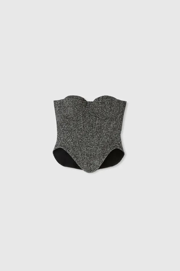 Women Tops and Shirts Ermanno Scervino Twill Patterned Wool Bustier Print