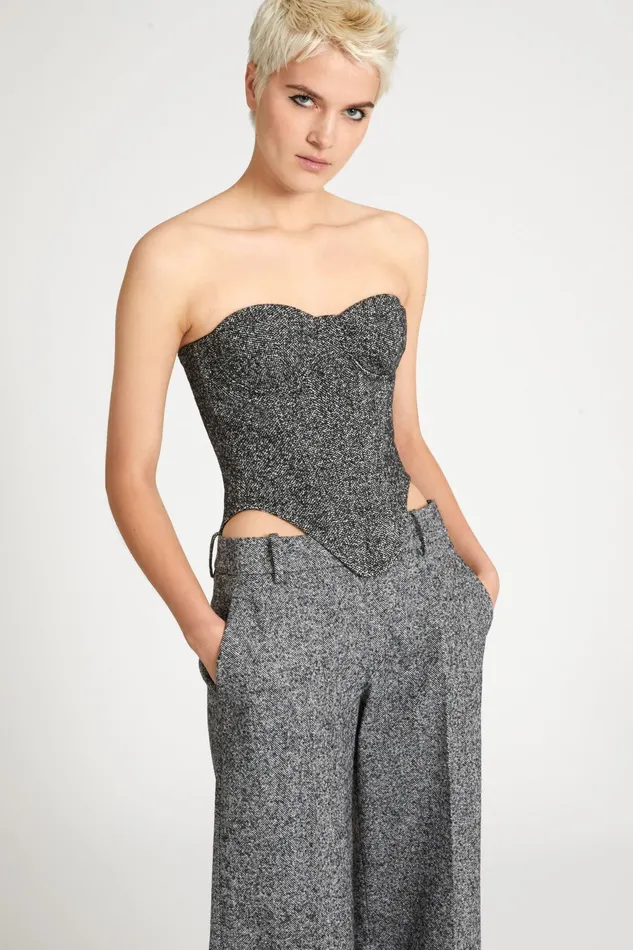 Women Tops and Shirts Ermanno Scervino Twill Patterned Wool Bustier Print
