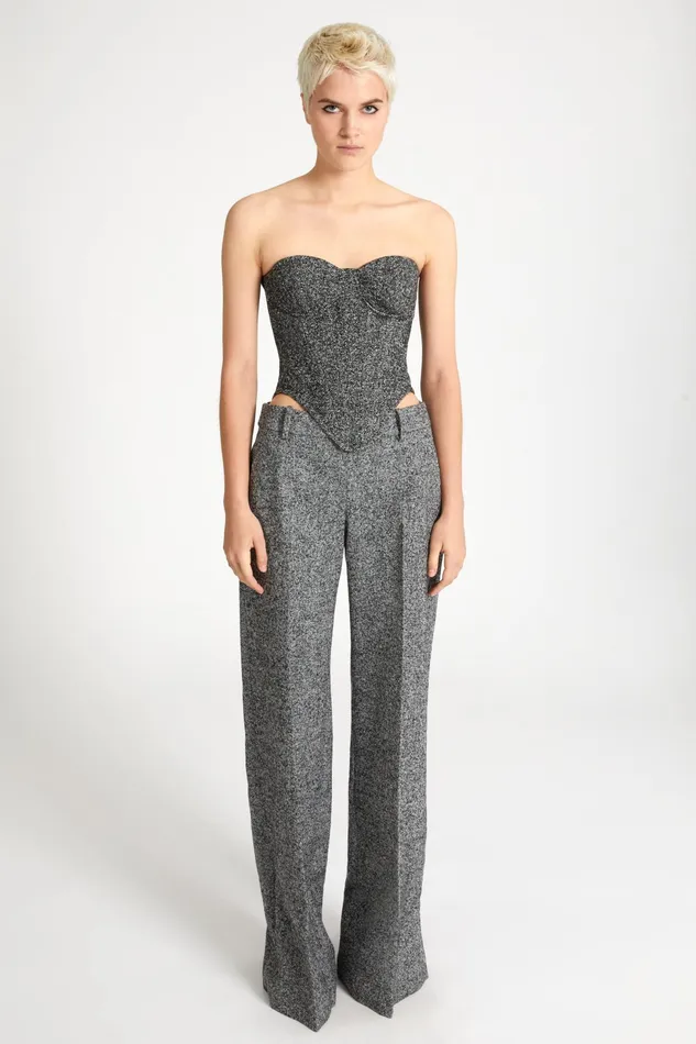 Women Tops and Shirts Ermanno Scervino Twill Patterned Wool Bustier Print