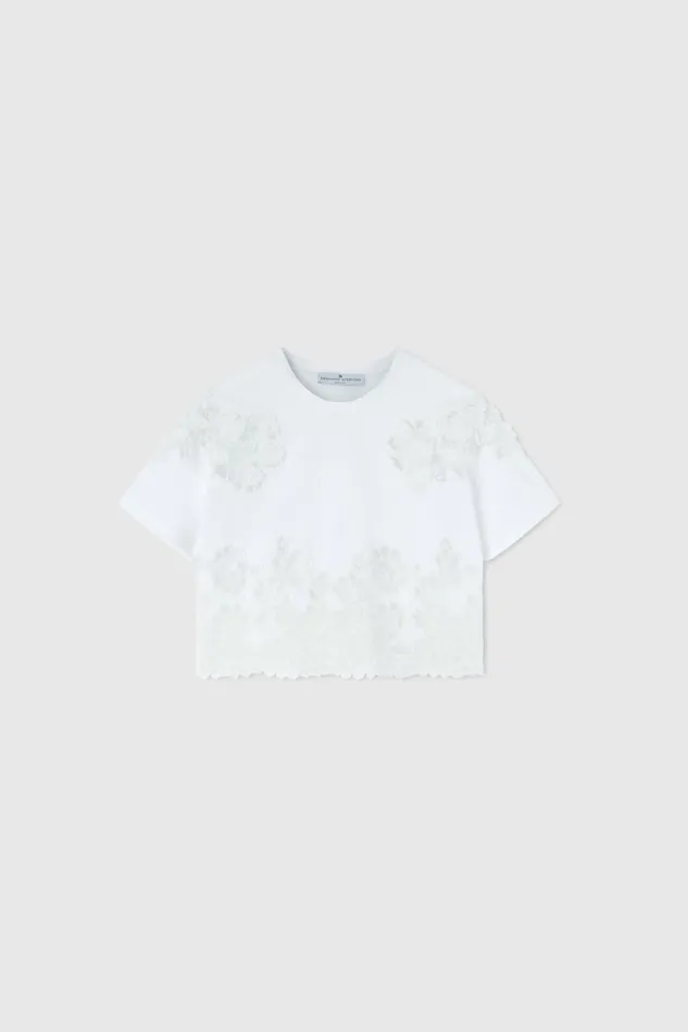 Women Tops and Shirts Ermanno Scervino White Cotton Tshirt With Lace 8211 Ermanno Scervino Women Tops and Shirts Ermanno Scervino White Cotton Tshirt With Lace 8211 Ermanno Scervino