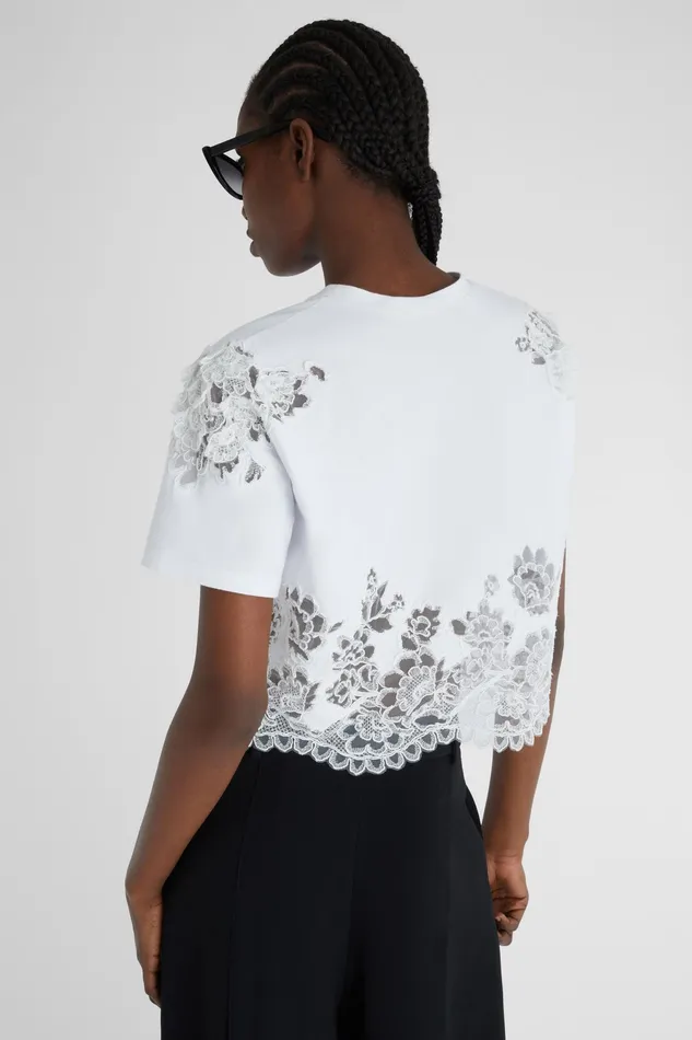 Women Tops and Shirts Ermanno Scervino White Cotton Tshirt With Lace 8211 Ermanno Scervino