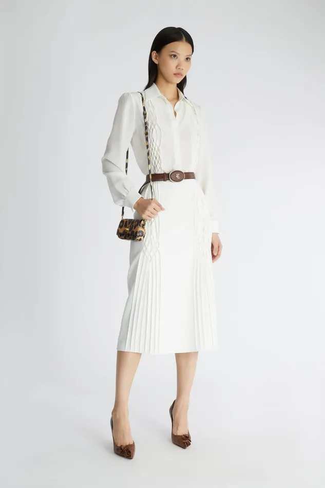 Women Tops and Shirts Ermanno Scervino White Cropped Shirt With Pleats 8211 Ermanno Scervino White