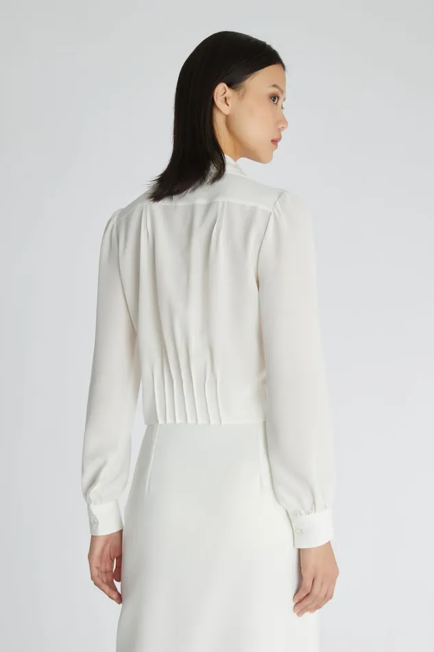 Women Tops and Shirts Ermanno Scervino White Cropped Shirt With Pleats 8211 Ermanno Scervino White