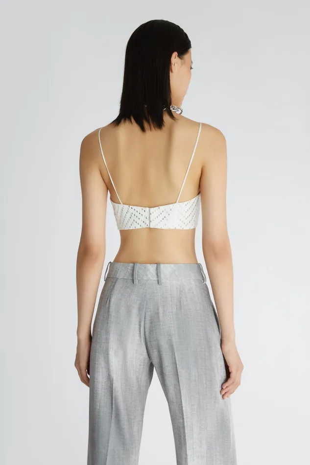 Women Tops and Shirts Ermanno Scervino White Silk Bustier Top With Crystals 8211 Ermanno Scervino White