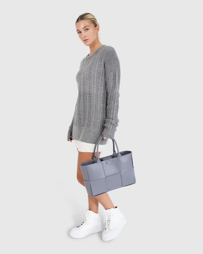 Women Tops Belle and Bloom At Last Cable Knit Jumper With Slit 8211 Grey Marle