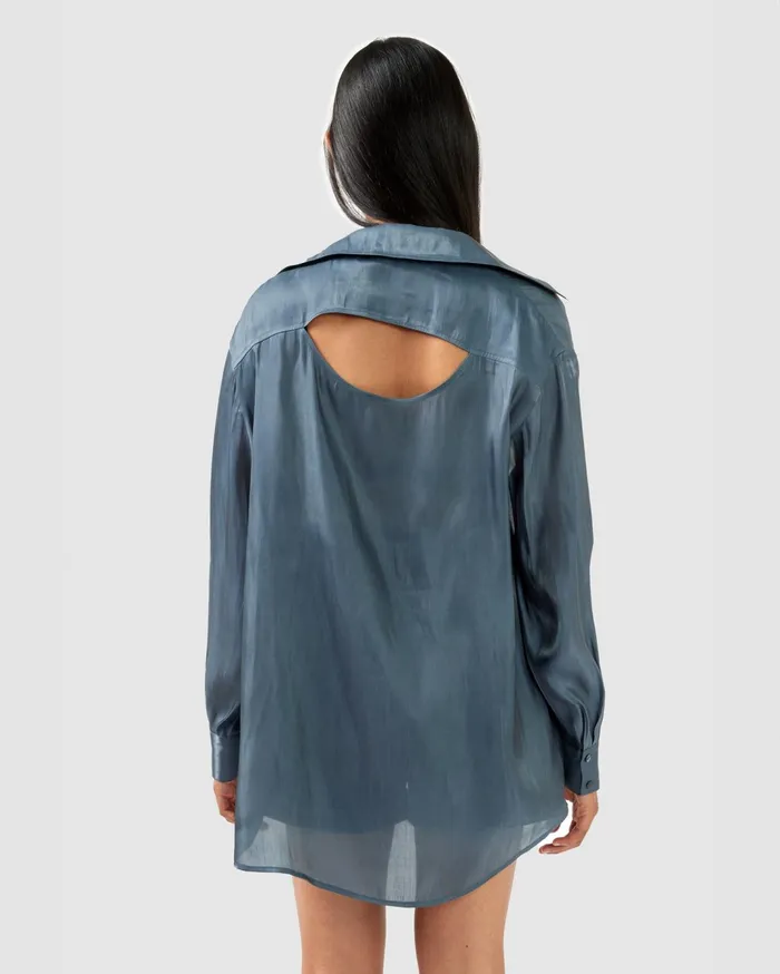 Women Tops Belle and Bloom Back To You Irredescent Shirt 8211 Slate