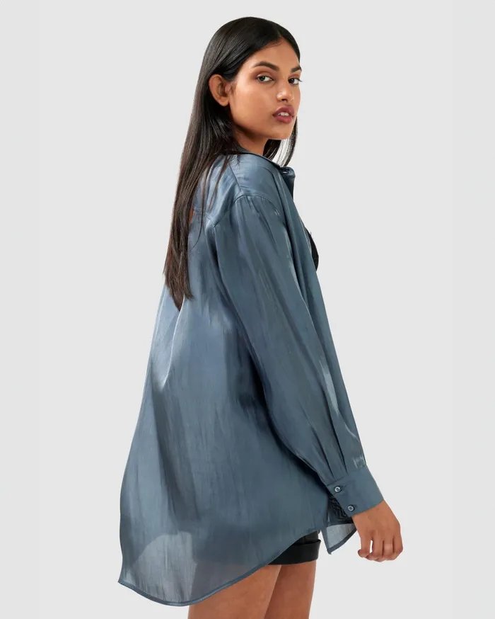 Women Tops Belle and Bloom Back To You Irredescent Shirt 8211 Slate