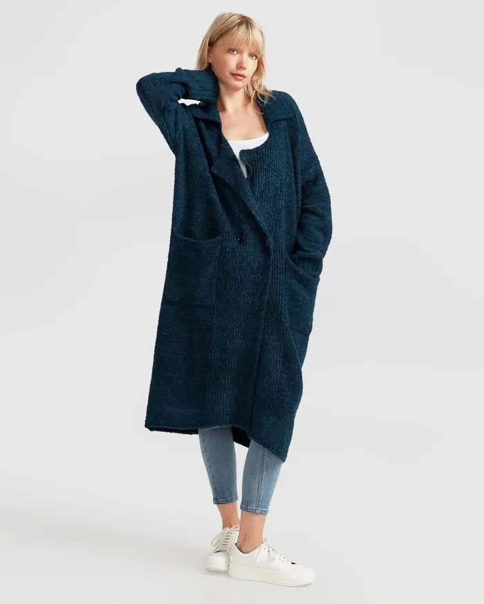 Women Tops Belle and Bloom Born To Run Sustainable Sweater Coat 8211 Dark Teal Women Tops Belle and Bloom Born To Run Sustainable Sweater Coat 8211 Dark Teal