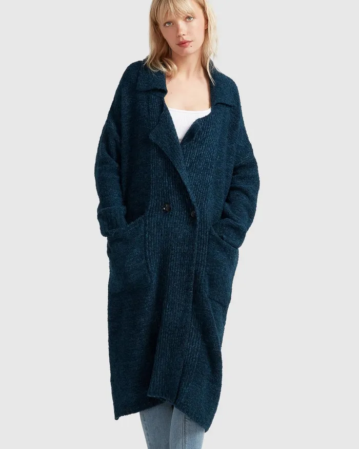 Women Tops Belle and Bloom Born To Run Sustainable Sweater Coat 8211 Dark Teal
