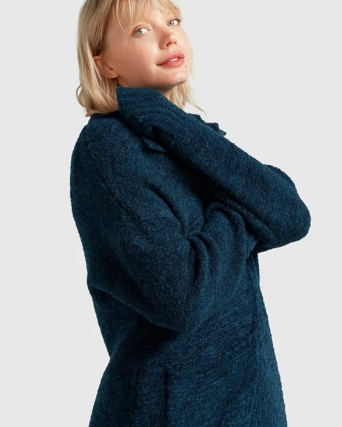 Women Tops Belle and Bloom Born To Run Sustainable Sweater Coat 8211 Dark Teal