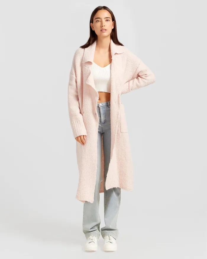 Women Tops Belle and Bloom Born To Run Sustainable Sweater Coat 8211 Pale Pink