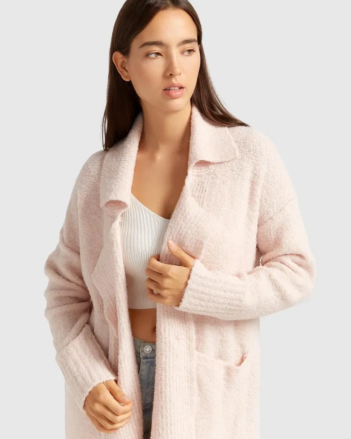 Women Tops Belle and Bloom Born To Run Sustainable Sweater Coat 8211 Pale Pink