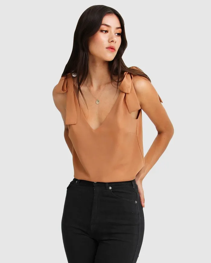 Women Tops Belle and Bloom Feel For You VNeck Top 8211 Camel