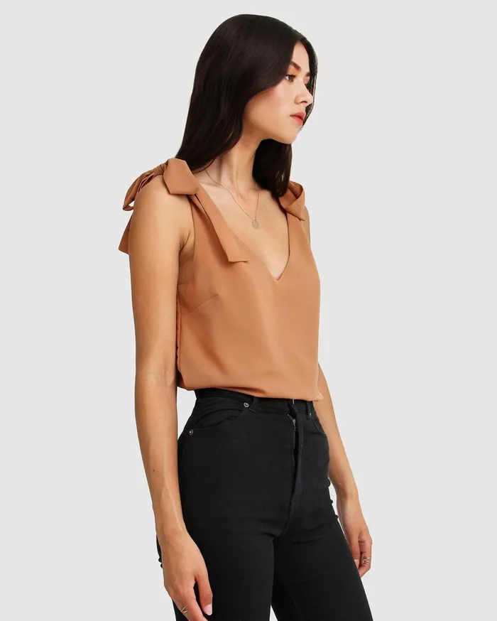 Women Tops Belle and Bloom Feel For You VNeck Top 8211 Camel