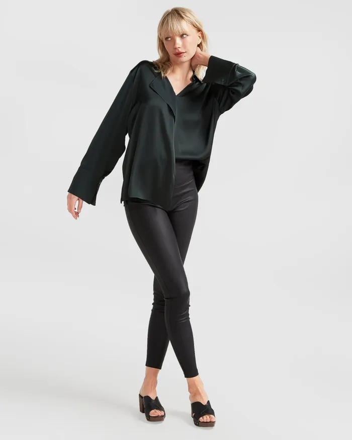 Women Tops Belle and Bloom Gemini Waterfall Shirt 8211 Dark Green