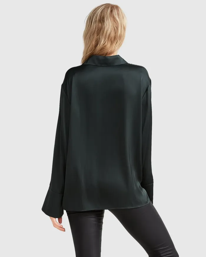 Women Tops Belle and Bloom Gemini Waterfall Shirt 8211 Dark Green