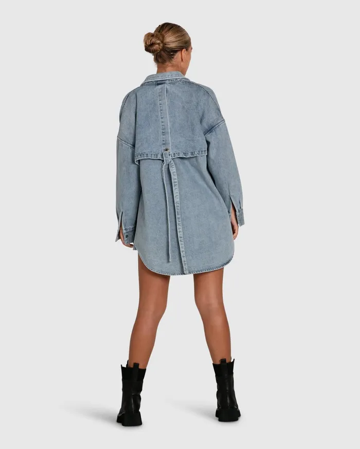 Women Tops Belle and Bloom Into Him Oversized Denim Shirt 8211 Stonewash