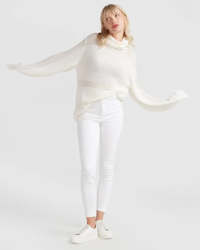 Women Tops Belle and Bloom Nevermind Sheer Panelled Knit 8211 Cream