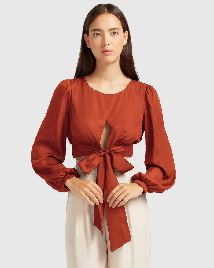 Women Tops Belle and Bloom No Way Home Cropped Top 8211 Terracotta FINAL SALE