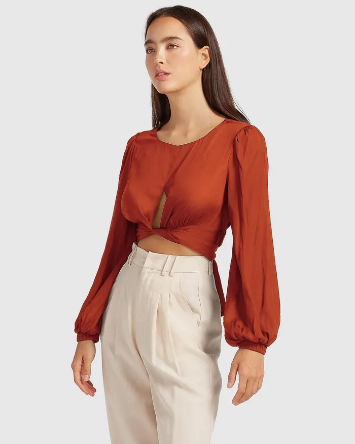 Women Tops Belle and Bloom No Way Home Cropped Top 8211 Terracotta FINAL SALE