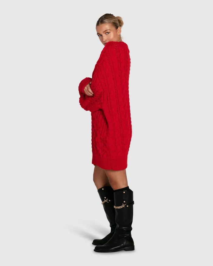 Women Tops Belle and Bloom Still The One Chunky Oversize Knit 8211 Red