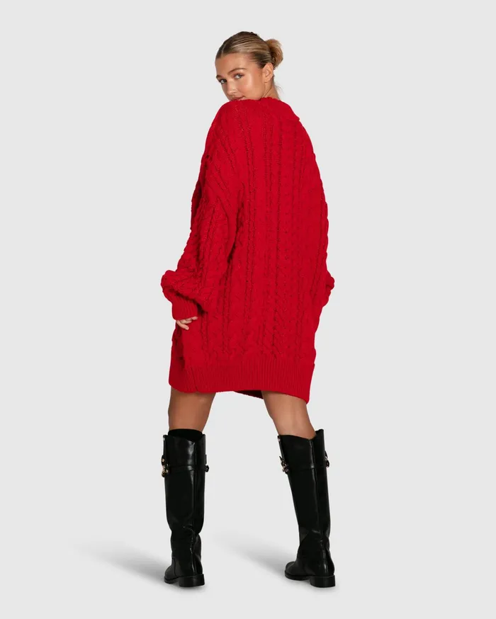 Women Tops Belle and Bloom Still The One Chunky Oversize Knit 8211 Red
