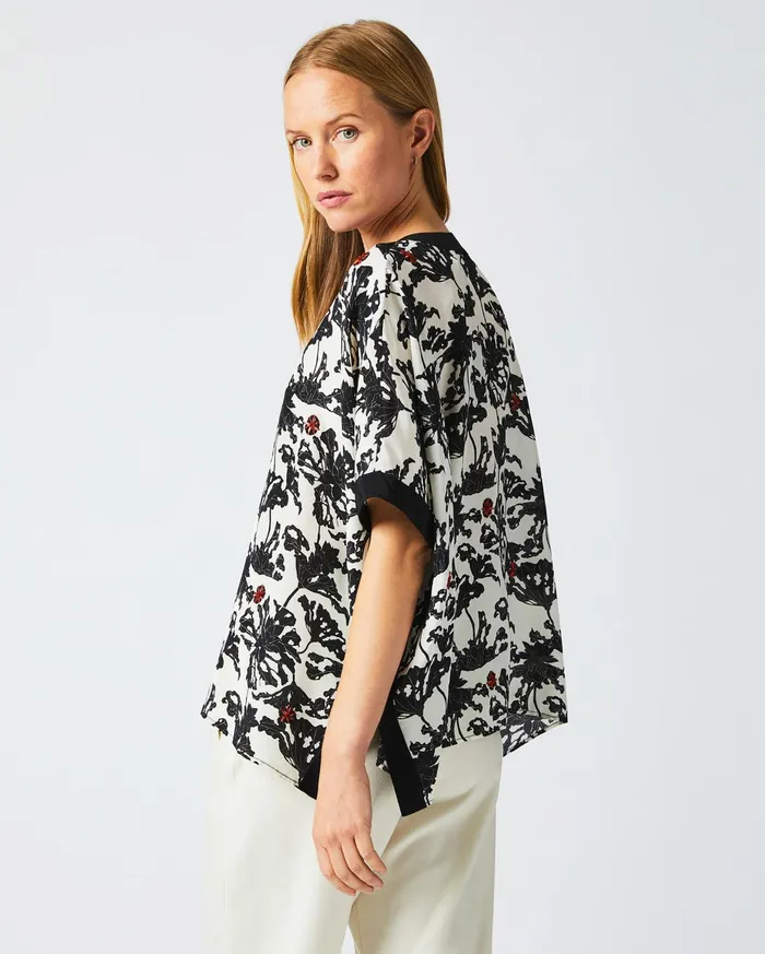 Women Tops Billy Reid Banded Kaftan Blouse Blackwhite