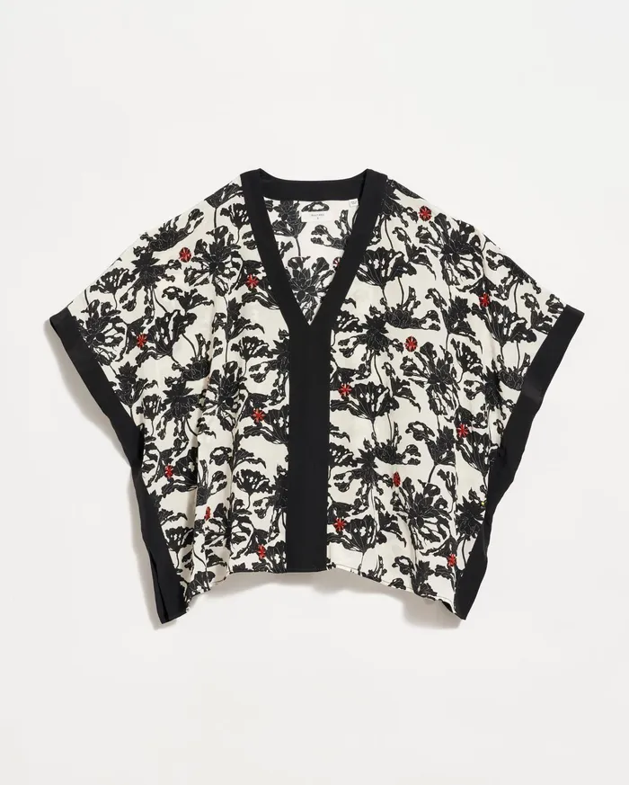 Women Tops Billy Reid Banded Kaftan Blouse Blackwhite