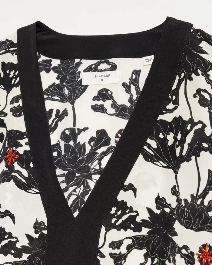 Women Tops Billy Reid Banded Kaftan Blouse Blackwhite