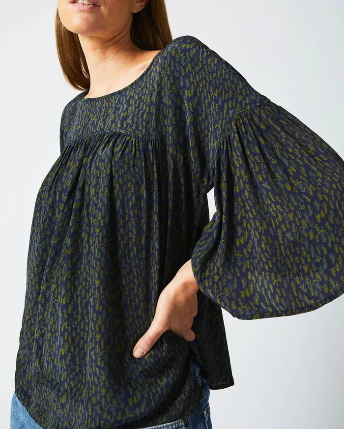 Women Tops Billy Reid Curved Yoke Blouse Navy