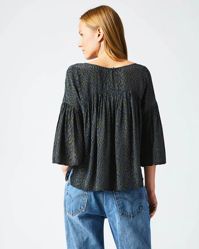 Women Tops Billy Reid Curved Yoke Blouse Navy