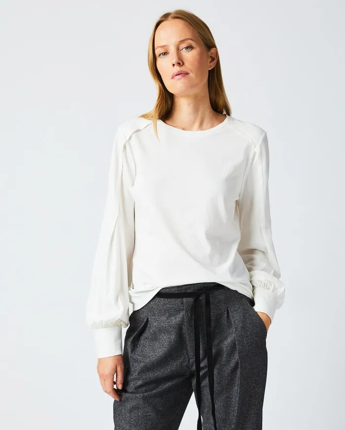 Women Tops Billy Reid Pleat Sleeve Knit Ivory