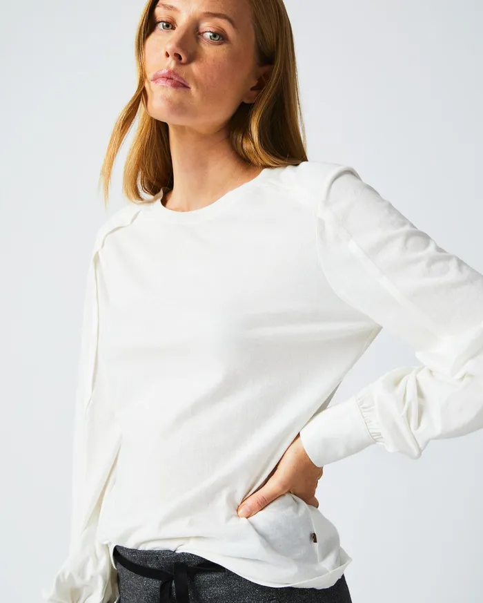Women Tops Billy Reid Pleat Sleeve Knit Ivory