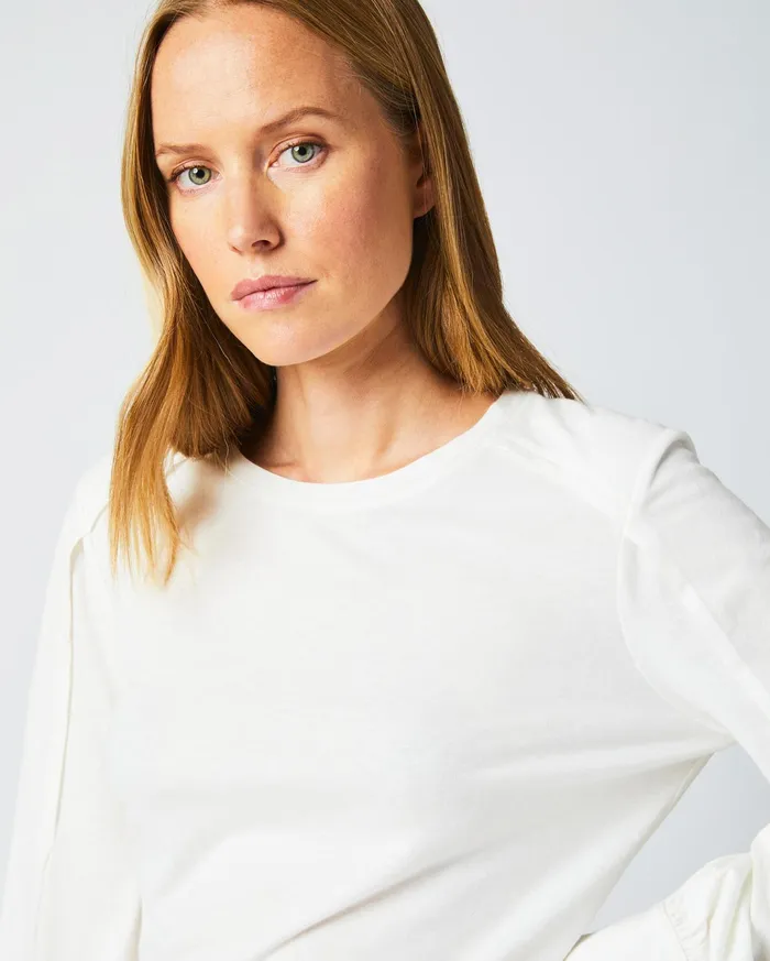 Women Tops Billy Reid Pleat Sleeve Knit Ivory