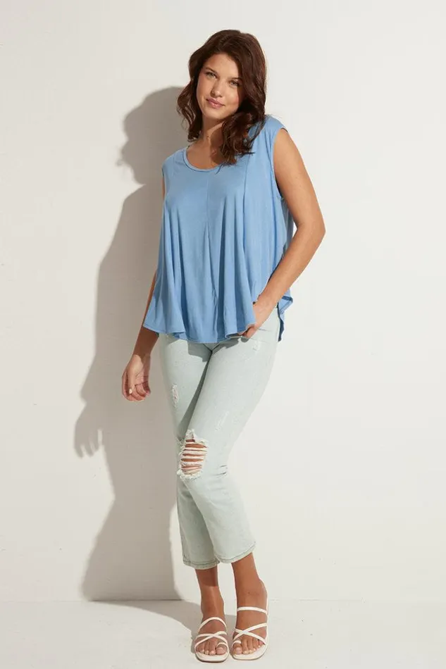 Women Tops Cupshe Staycation Sleeveless Pull Over Vneck Top Blue