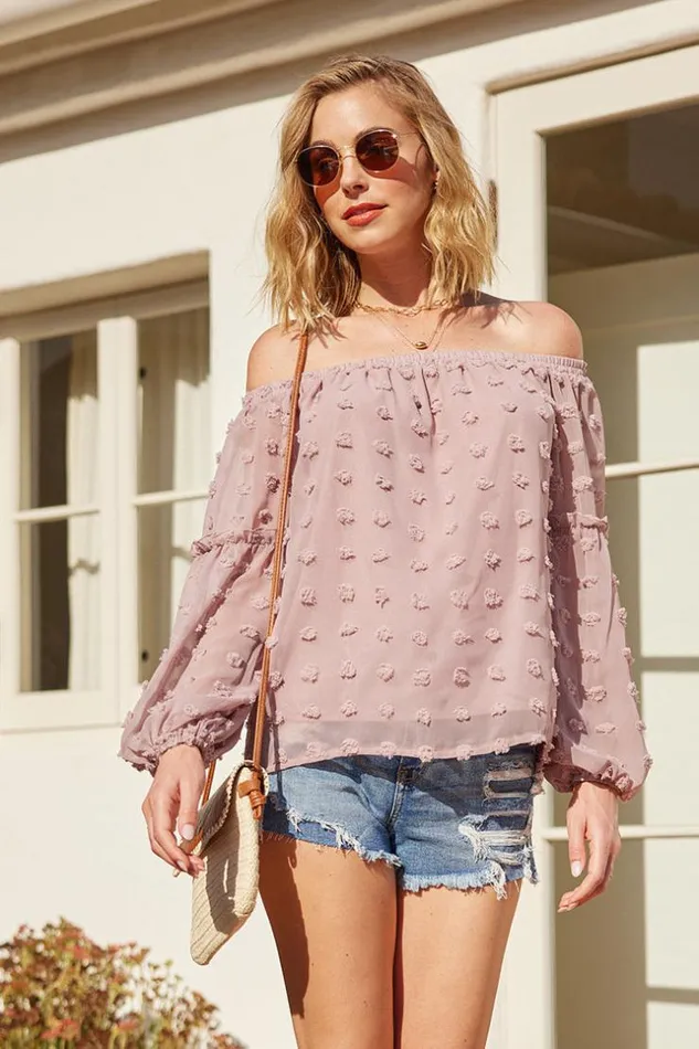 Women Tops Cupshe Varadero Long Sleeve Offshoulder Cover Up Pink