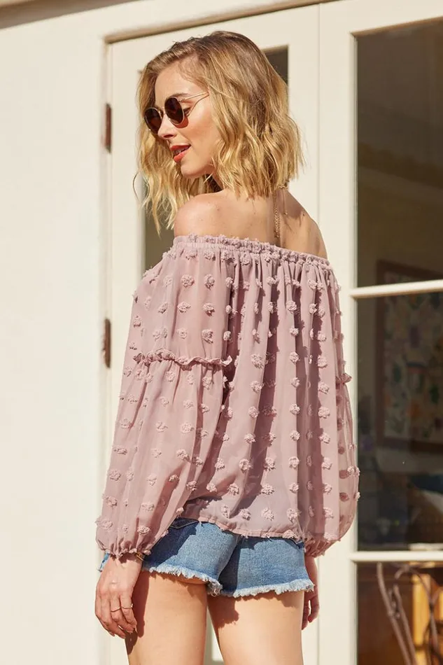 Women Tops Cupshe Varadero Long Sleeve Offshoulder Cover Up Pink