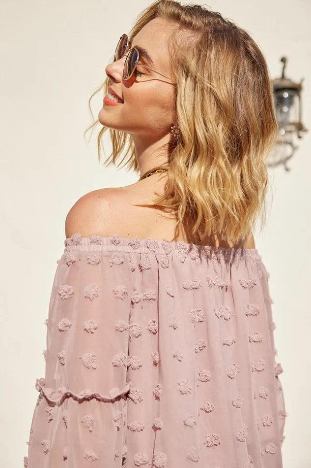 Women Tops Cupshe Varadero Long Sleeve Offshoulder Cover Up Pink
