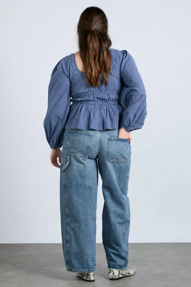 Women Tops Damson Madder Dakota Blouse 8211 Blue Check