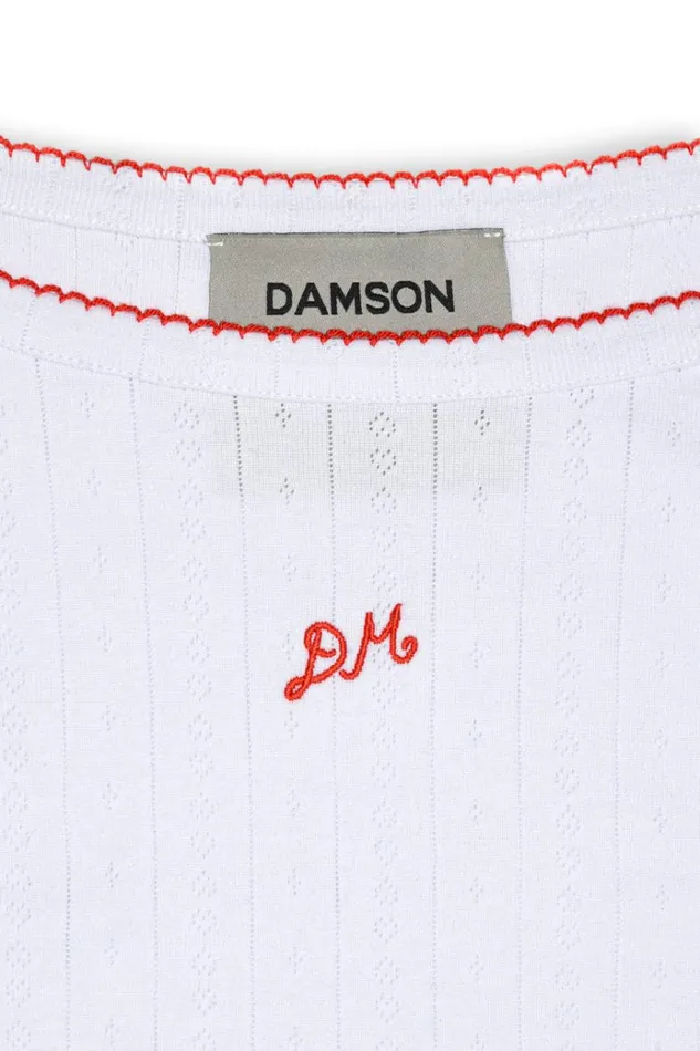 Women Tops Damson Madder Dm Cami Top 8211 White Pointelle