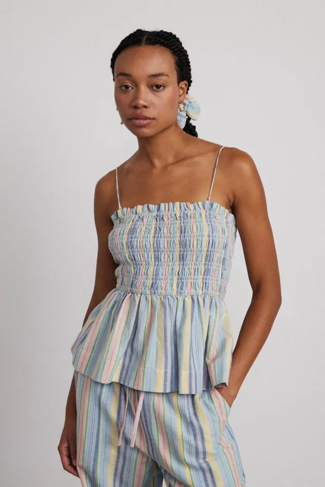 Women Tops Damson Madder Hope Shirred Cami 8211 Multi Stripe