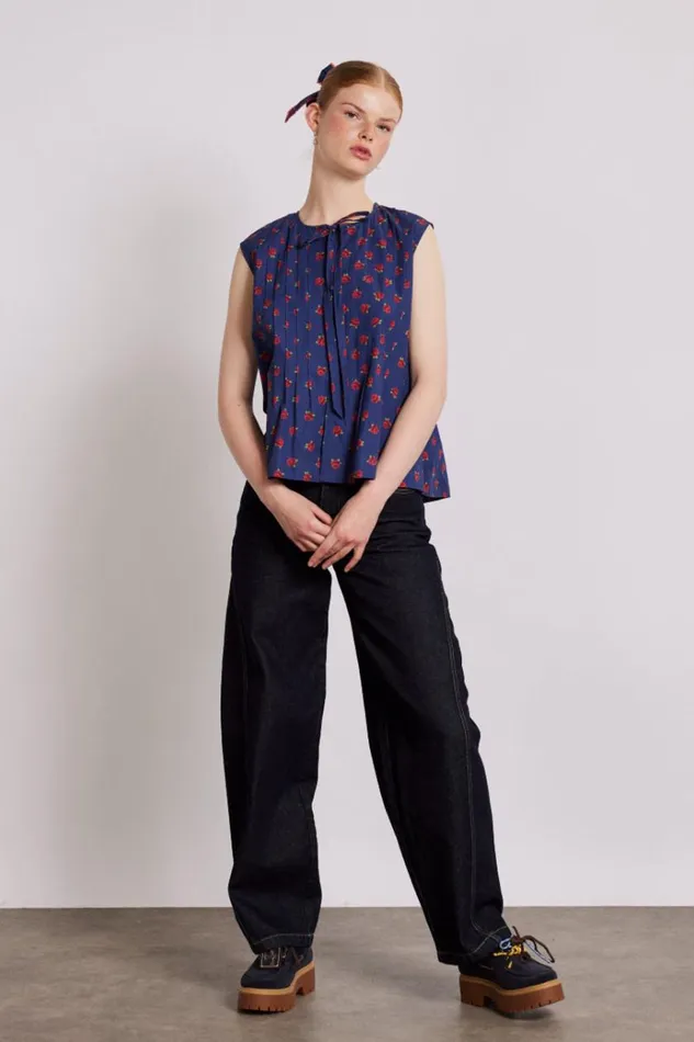 Women Tops Damson Madder Nora Pin Tuck Blouse 8211 Rose Print