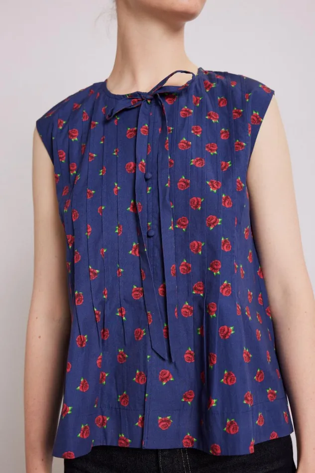 Women Tops Damson Madder Nora Pin Tuck Blouse 8211 Rose Print