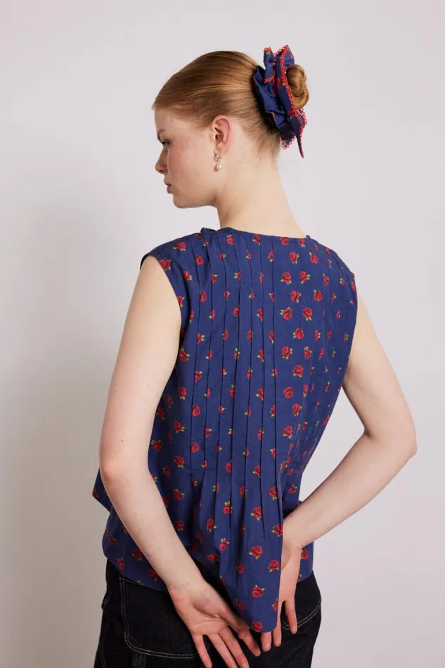 Women Tops Damson Madder Nora Pin Tuck Blouse 8211 Rose Print