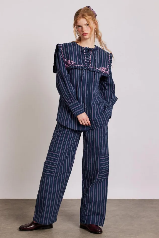 Women Tops Damson Madder Nordine Blouse 8211 Navy Stripe