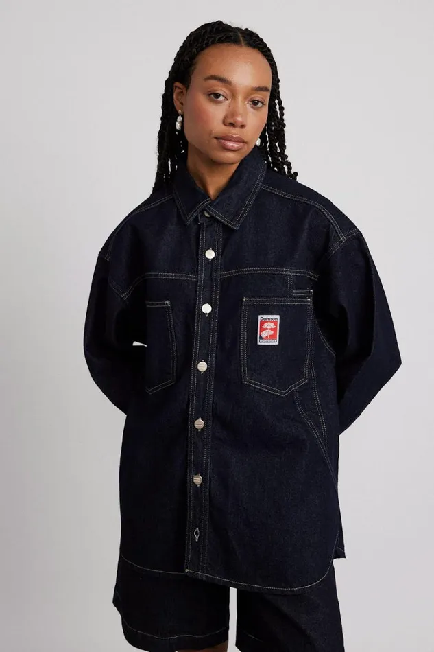 Women Tops Damson Madder Nova Oversized Shacket 8211 Indigo