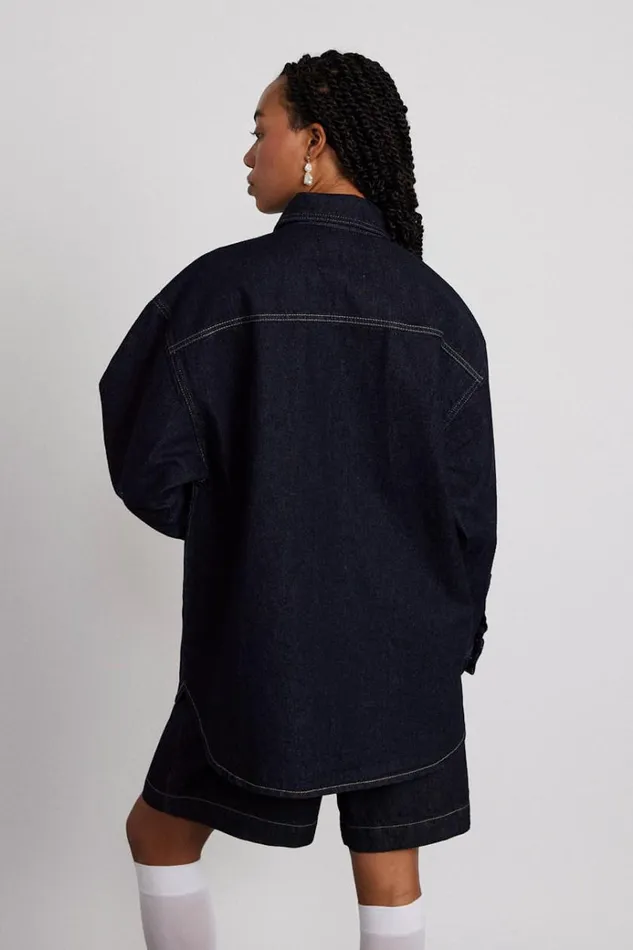 Women Tops Damson Madder Nova Oversized Shacket 8211 Indigo